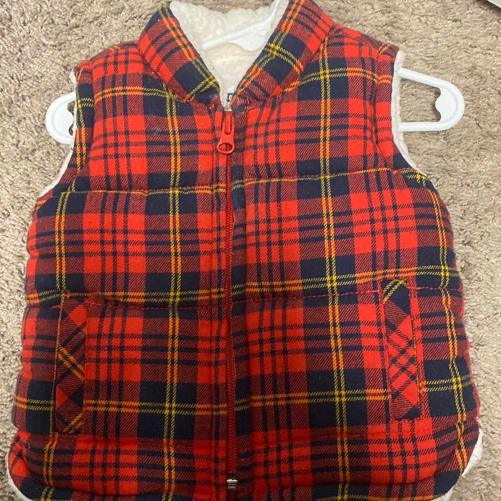 Old navy plaid Sherpa vest